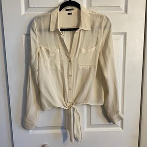 Theory Cropped Silk Top